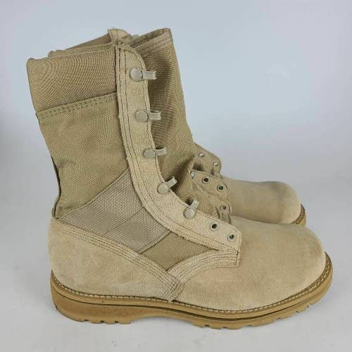 Vibram Mens Combat Military Boots Beige Lace Up Mid Calf Round Toe 10.5