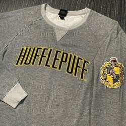 Harry Potter Hufflepuff Sweatshirt Pullover Mens Large Adult Gray Book Movie