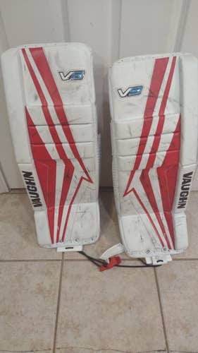 White Used Junior 26" Vaughn Velocity V9 Goalie Leg Pads