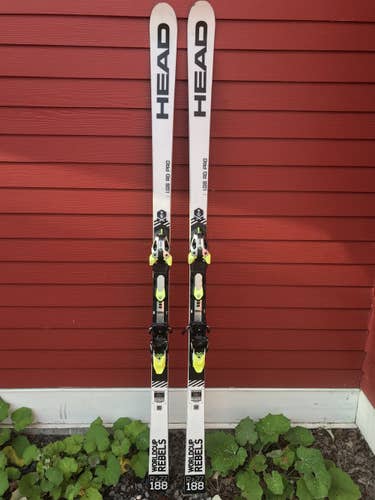 Great Condition 2019 HEAD World Cup Rebels 188cm GS Skis w/ 20 DIN Bindings