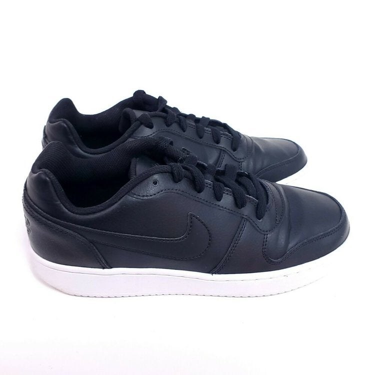 Nike Womens 7.5 Ebernon Low Top Casual Shoes Black White AQ1779-001 Swoosh  | SidelineSwap