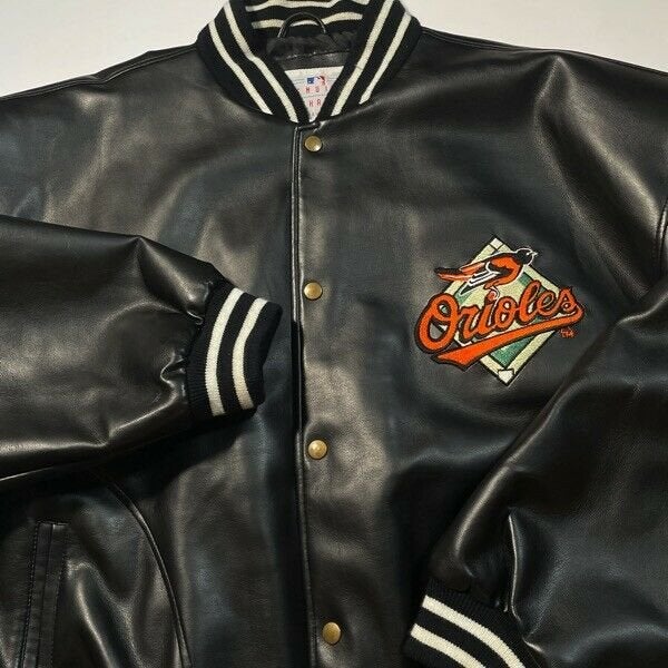 Maker of Jacket MLB Baltimore Orioles Vintage White Satin