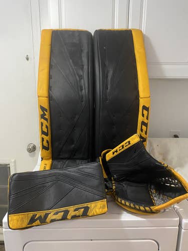 Black/Yellow Used Senior 35 + 2" CCM Regular Premier II Pro Goalie Full Set