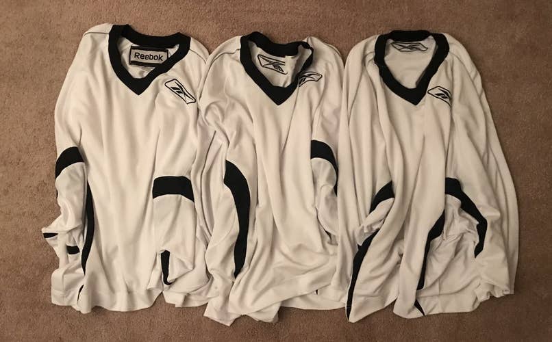 Set of 3 Reebok RBK Platinum Senior Goalie Cut Practice Jerseys White (XXXL)