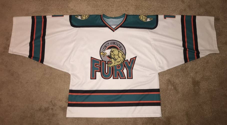 Game Used New Jersey Fury Goalie Cut Hockey Jersey Senior #1
