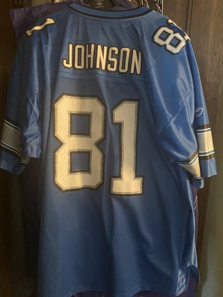 Mens Shirt NFL Football Detroit Lions Calvin Johnson 81 Short Sleeve  Tee-size S