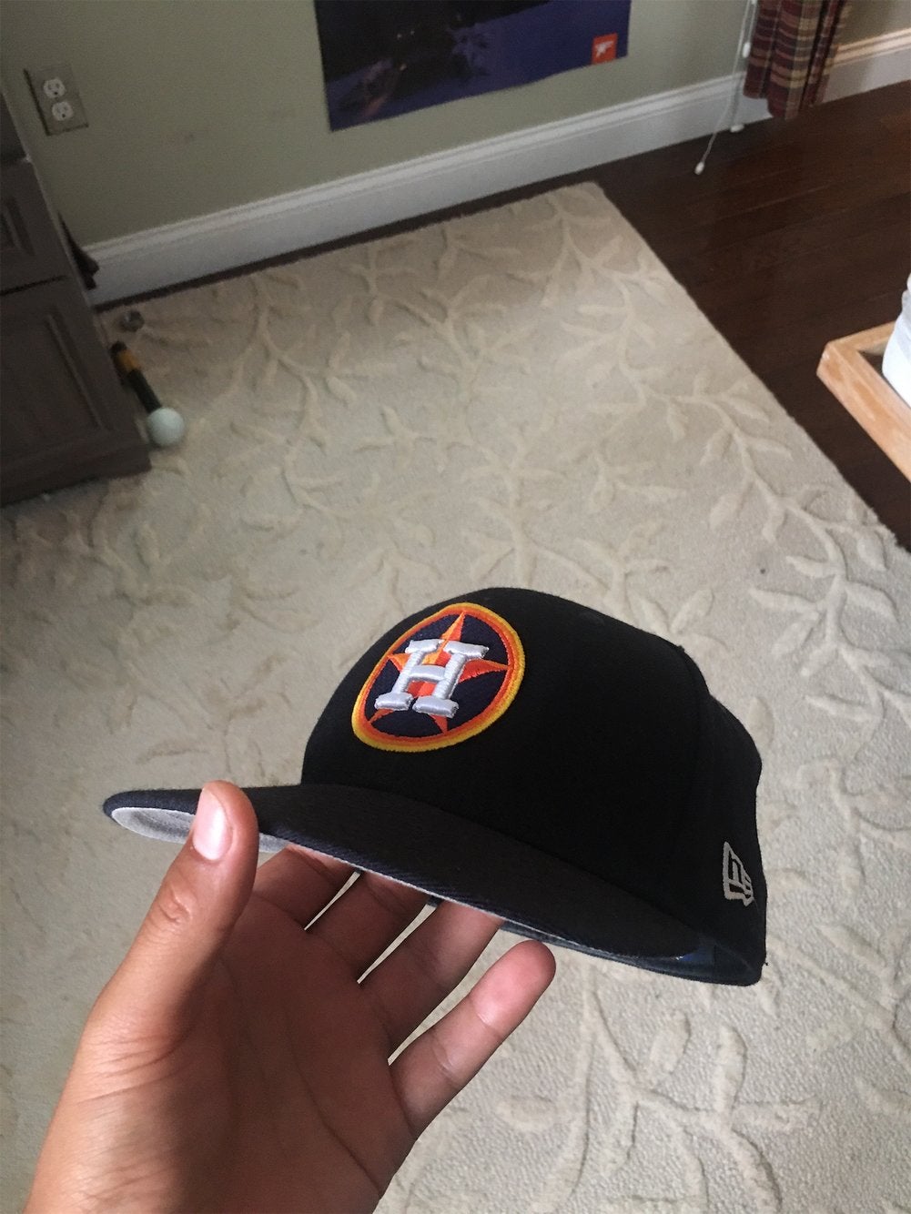 Houston Astros Two Tone Cream Red Fitted Hat Rare 7 1/2