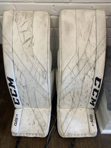 White Senior 34" CCM Axis 1.9 Goalie Leg Pads
