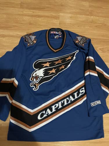 CCM Washington Capitals NHL Hockey Jersey Screaming Eagle Vintage Retro Blue L