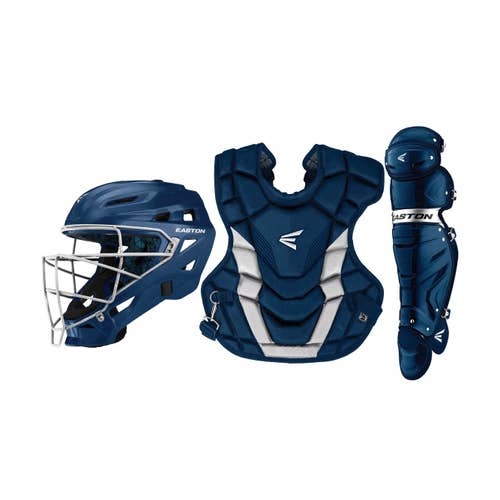 EASTON GAMETIME BASEBALL CATCHER'S GEAR SET, YOUTH NAVY/SILVER, NEW