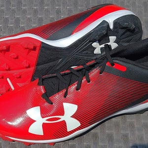 UNDER ARMOUR (US Size 12.5) Men's Baseball Cleats Red Black White