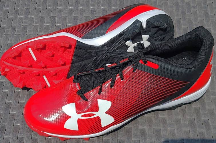 UNDER ARMOUR (US Size 12.5) Men's Baseball Cleats Red Black White