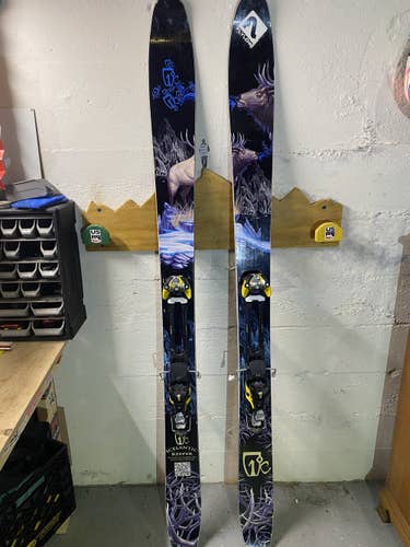 Used 2012 Icelantic Keeper 189cm Powder Skis With Atomic Tracker 16 AT Bindings Max Din 16