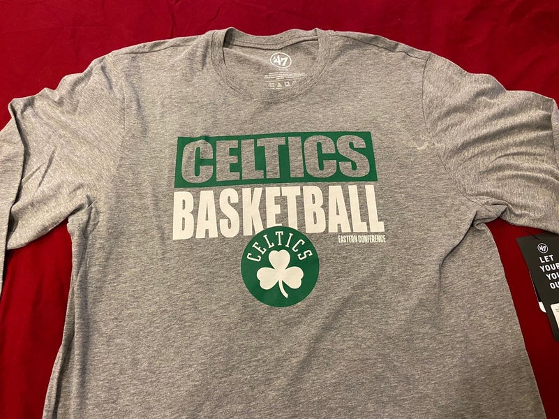 NBA Boston Celtics Shirt ‘47 Brand Long Sleeve Gray Large T-Shirt * NWT (Please READ Description)