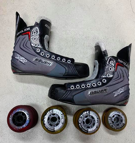 Used Bauer Inline Skate Boots Size 7 Senior + Used Wheels