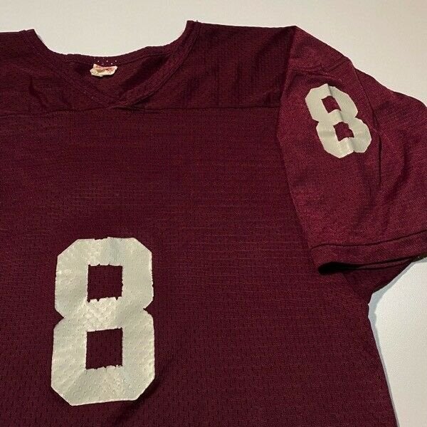 Vintage 80s Maroon Mesh Football Jersey Top