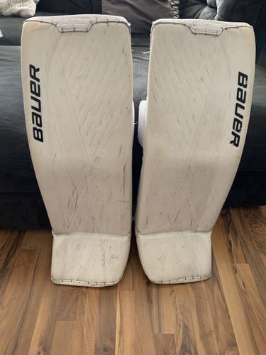 White Senior 34" Bauer Ultrasonic Goalie Leg Pads