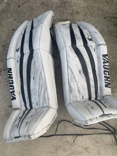 White Senior 35"+2” Vaughn Velocity V6 Goalie Leg Pads