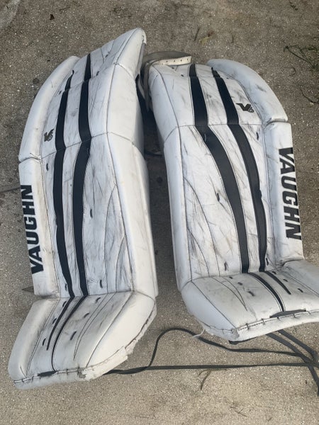 White Senior 35"+2” Vaughn Velocity V6 Goalie Leg Pads