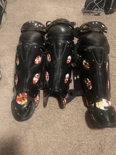 Maryland University Black Adult Under Armour Catcher's Leg Guard
