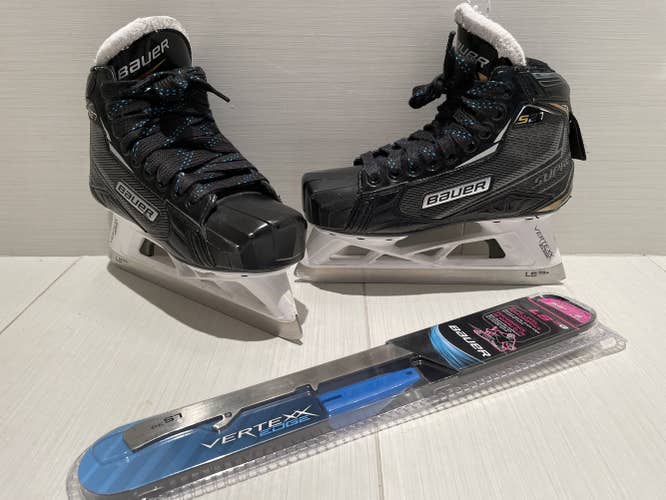 Junior Used Bauer Supreme S27 Hockey Goalie Skates Regular Width Size 2