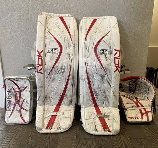 36+1 Reebok Premier II Hockey Goalie Leg Pads and Revoke Pro Gloves