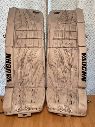 White Used Intermediate 30" + 2 Vaughn Velocity V7 Goalie Leg Pads