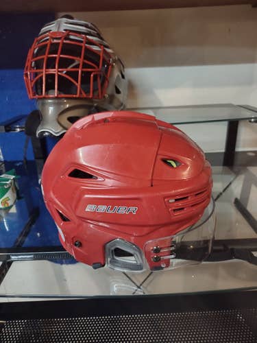 Red Used Large Bauer Re-Akt 200 Helmet