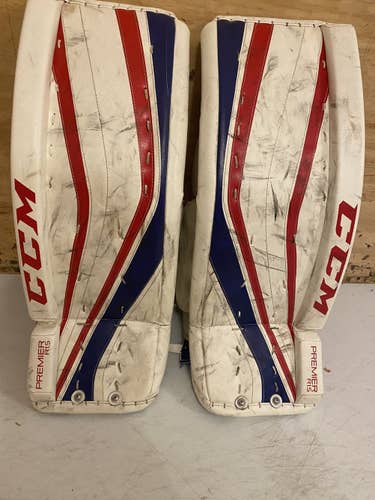 White Used Intermediate 28" CCM Premier R1.5 Goalie Leg Pads