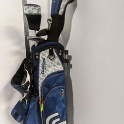 Cleveland Youth Golf Set Graphite Bag w/6 Clubs Blue/White/Black (RH) Used