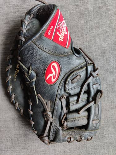 Black Used Kid Pitch (9YO-13YO) Rawlings Right Hand Throw First Base H115FBM Baseball Glove 11.5"