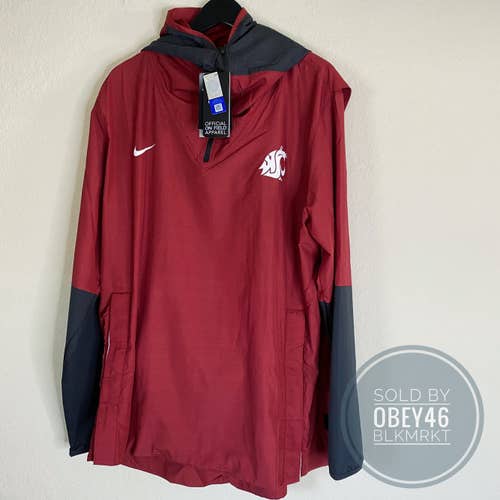 NIKE NCAA WSU COUGARS ON FIELD DRI FIT 3/4 ZIP UP WINDBREAKER