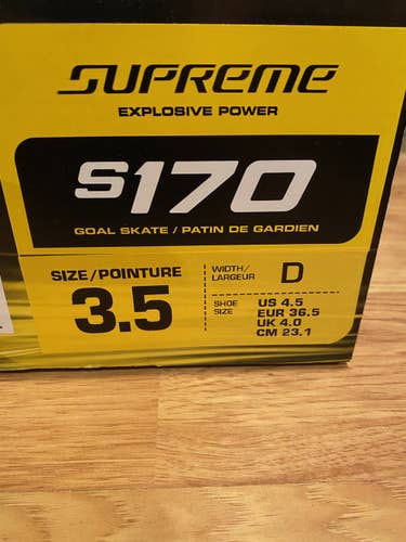 Junior Used Bauer Supreme S170 Hockey Skates Size 3.5
