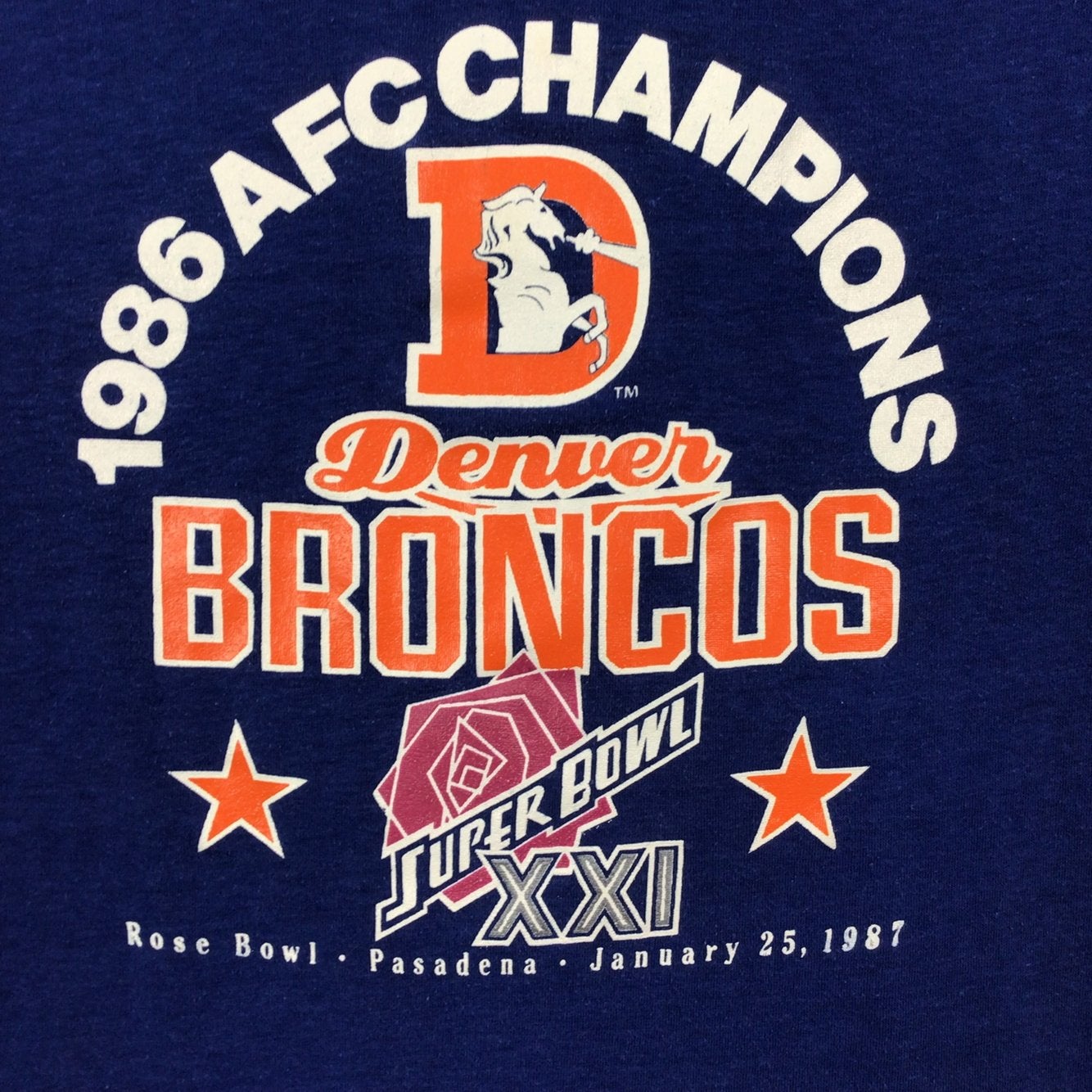 Denver Broncos NFL USA Made Single Stitch T-Shirt (S-M)