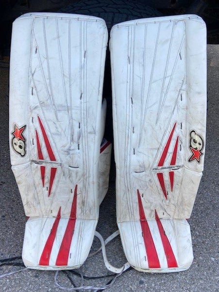 White Used Senior 36" Brian's SubZero Pro 2 Goalie Leg Pads Pro Stock