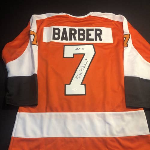 Bill Barber Orange New XL Signed Jersey HOF