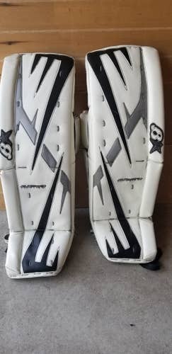 White Used Senior 36+2" Brian's Subzero Pro Goalie Leg Pads Pro Stock