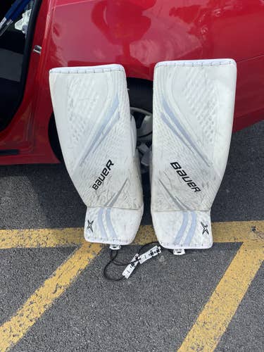 White Senior 35" Bauer Pro Stock Vapor 2X Pro Goalie Leg Pads