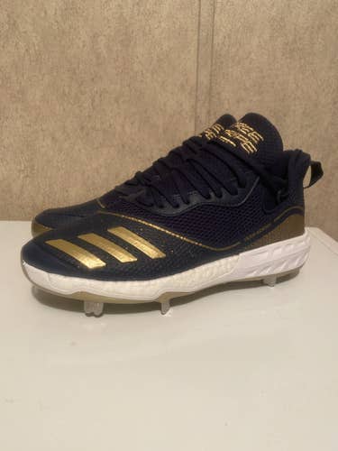 Adidas Icon V Blue Gold White Baseball Metal Cleats Men's Size 9.5