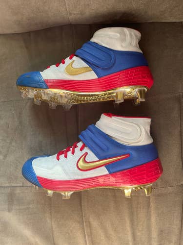 Nike Alpha Huarache Elite 2 Red, White, and Blue Men's Molded Cleats