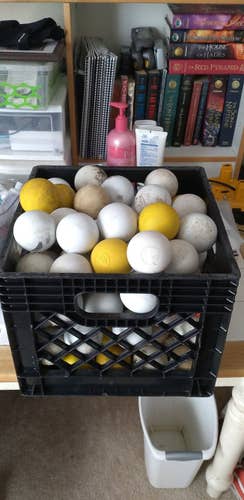 120 ct Used Lacrosse Balls in a Crate