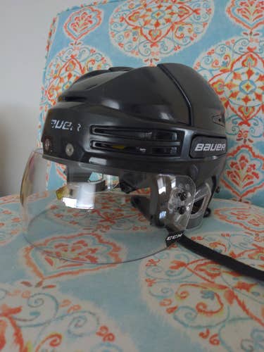 Black Used Medium Bauer Re-Akt 75 Helmet
