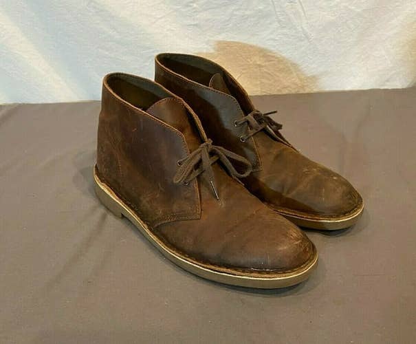 Clarks Classic Brown Leather 2-Hole Desert Boots US Men's 11 GREAT Fast Shipping