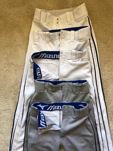 Youth Large Used Gray (only) Mizuno Premier PADDED Pro Piped Baseball Pants