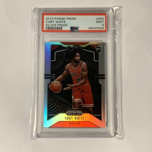 Coby White Bulls 2019 Panini Prizm Silver Rookie Card #253 PSA Graded 9 Mint