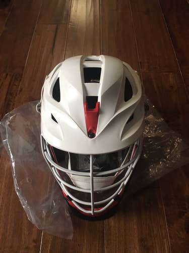 New White / Red Cascade S Lacrosse Helmet