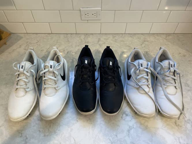 3 Pairs of Used Nike Roshe G Tour Golf Shoes - Size 10.5