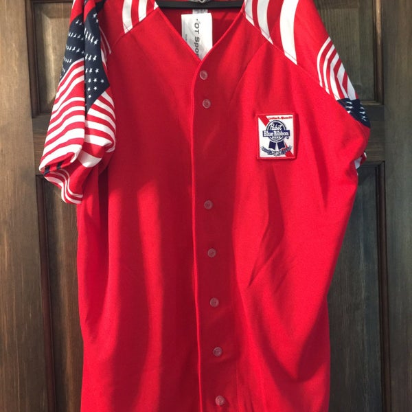 Custom Baseball Jersey Button Down USA Red America