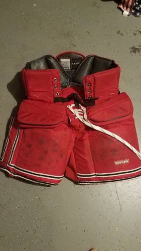 Red Senior Used Large Vaughn Hockey Goalie Pants Pro Stock