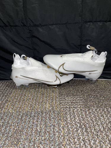 Nike Vapor Edge Elite 360 Flyknit White/Gold FB Cleats Men’s 9 AO8276-111.